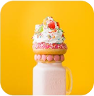pink ice-cream on yellow background