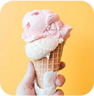 pink ice-cream on yellow background  